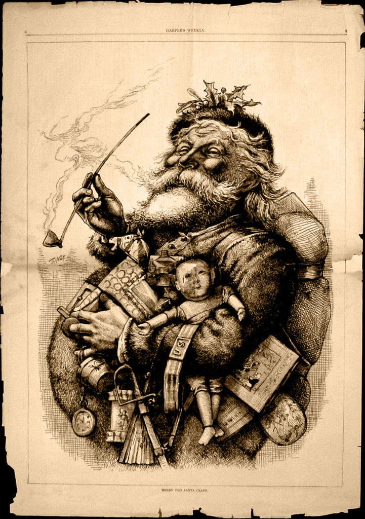 São Nicolau de Thomas Nast. Imagem ilustrativa texto Papai Noel.