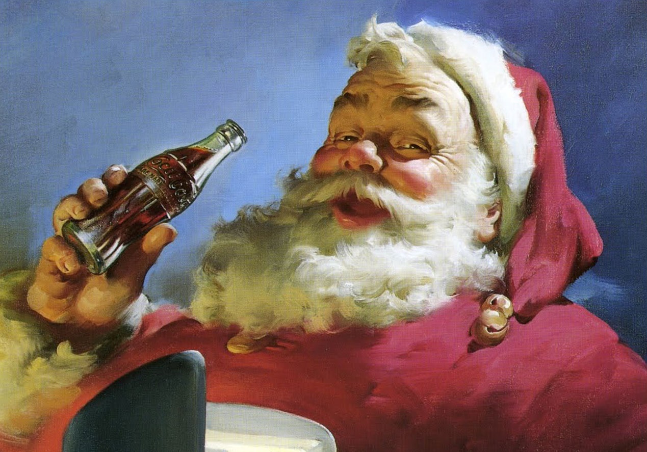 Papai Noel tomando Coca-Cola.