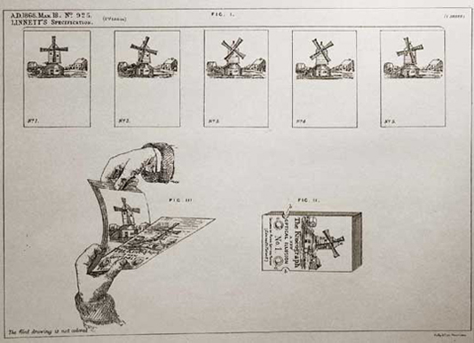Kineograph patente. Imagem ilustrativa texto flip book.