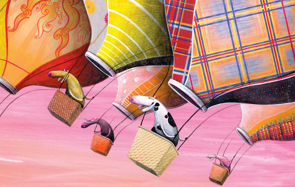 Vacas voando em balões. Margarida, paágina 9. Imagem ilustrativa texto ir atrás dos sonhos.